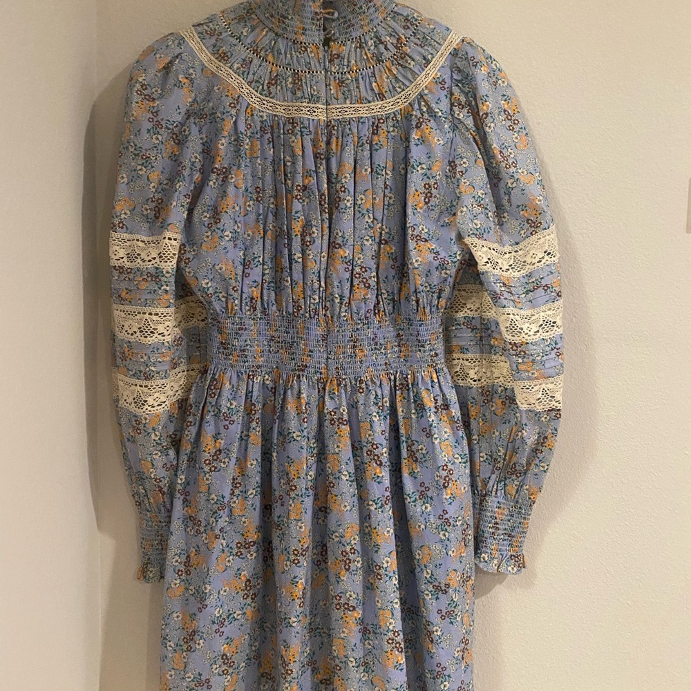 HUNTER BELL Blue and Yellow Floral Lace Dress - Picture 2 of 3